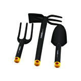 3PCS PLASTİK SİYAH ÇAPA BAHÇE SETİ TIRMIK - ÇAPA - KÜREK-Findit
