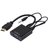 HDMI TO VGA ÇEVİRİCİ ADAPTÖR SES ÇIKIŞLI KUTULU-Findit