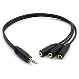 KULAKLIK ÇOKLAYICI 3.5 MM ERKEK X 1 / 3 STEREO DİŞİ X 3  - 30 CM Y KABLO-Findit