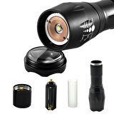 PİLLİ ZOOMLU FLASH ÖZELLİKLİ PO WER LEDLİ EL FENERİ-Findit