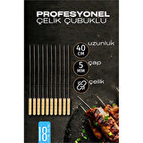 Modacar Çelik Şiş Çubuğu - Mangal Şişi Ahşap Saplı Kebap Şişi  18 Adet