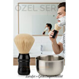 Klasik Tıraş Seti – Ahşap Saplı Fırça & 304 Paslanmaz Çelik Tıraş Tası