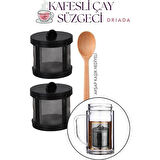 Kaşıklı Kafes Çay Süzgeci - 2 li Bitki Çayı Süzgeci - Polikarbon
