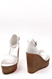 Kadın Beyaz Tek Bant Yüksek Dolgu Taban Ayakkabı