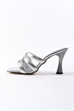 Kadın Gümüş 9 cm Kadeh Topuklu Terlik