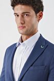 Desenli Kırlangıç Yaka Astarsız 6 Drop Ekstra Slim Fit Dar Kesim Casual Ceket 1002230158 İndigo Mavi