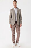 Flannel Mono Yaka Tek Yırtmaç 6 Drop Comfort Fit Rahat Kesim Klasik Ceket 1002235130 Bej