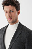 Desenli Mono Yaka Astarlı Çift Yırtmaç 6 Drop Slim Fit Dar Kesim Klasik Ceket 1002235132 Koyu Yeşil