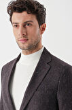 Desenli Mono Yaka Astarlı Çift Yırtmaç 6 Drop Slim Fit Dar Kesim Klasik Ceket 1002235132 Bordo