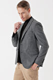 Desenli Armürlü Mono Yaka Çift Yırtmaç 6 Drop Slim Fit Dar Kesim Klasik Ceket 1002235133 Siyah