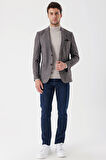 Desenli Armürlü Mono Yaka Çift Yırtmaç 6 Drop Slim Fit Dar Kesim Klasik Ceket 1002235133 Mürdüm