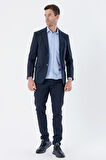 Gabardin Mono Yaka Astarlı Çift Yırtmaç Likralı 6 Drop Comfort Fit Rahat Kesim Klasik Ceket 1002235137 Lacivert