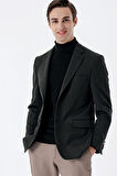 Gabardin Mono Yaka Astarlı Çift Yırtmaç Likralı 6 Drop Comfort Fit Rahat Kesim Klasik Ceket 1002235137 Koyu Haki