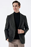 Gabardin Mono Yaka Astarlı Çift Yırtmaç Likralı 6 Drop Comfort Fit Rahat Kesim Klasik Ceket 1002235137 Koyu Haki