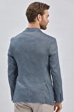 Koyu Lacivert Çizgili Kırlangıç Yaka Çift Yırtmaç 6 Drop Comfort Fit Rahat Kesim Klasik Ceket 1002240101