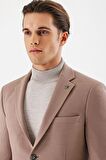 Vizon Desenli Mono Yaka Astarlı Çift Yırtmaç 6 Drop Slim Fit Dar Kesim Klasik Ceket 1002240150