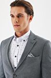 Lacivert Desenli Mono Yaka Çift Yırtmaç Likralı 6 Drop Slim Fit Dar Kesim Klasik Ceket 1002240151