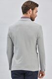 Gri Desenli Kırlangıç Yaka Likralı 6 Drop Slim Fit Dar Kesim Casual Ceket 1002240155