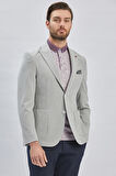 Gri Desenli Kırlangıç Yaka Likralı 6 Drop Slim Fit Dar Kesim Casual Ceket 1002240155