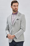 Gri Desenli Kırlangıç Yaka Likralı 6 Drop Slim Fit Dar Kesim Casual Ceket 1002240155