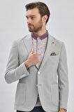Gri Desenli Kırlangıç Yaka Likralı 6 Drop Slim Fit Dar Kesim Casual Ceket 1002240155