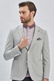 Gri Desenli Kırlangıç Yaka Likralı 6 Drop Slim Fit Dar Kesim Casual Ceket 1002240155