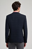 Siyah Kareli Mono Yaka Likralı 6 Drop Ekstra Slim Fit Casual Ceket 1002240156