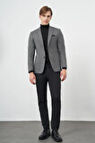 Füme Kazayağı Desen Bez Ayağı Mono Yaka Tam Astar Çift Yırtmaç 2 Düğme 6 Drop Slim Fit Classic Ceket 1002245106