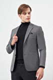 Füme Kazayağı Desen Bez Ayağı Mono Yaka Tam Astar Çift Yırtmaç 2 Düğme 6 Drop Slim Fit Classic Ceket 1002245106