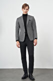 Füme Kazayağı Desen Bez Ayağı Mono Yaka Tam Astar Çift Yırtmaç 2 Düğme 6 Drop Slim Fit Classic Ceket 1002245106