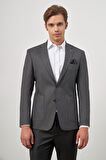 Koyu Antrasit Kazayağı Desen Bez Ayağı Mono Yaka Tam Astar Çift Yırtmaç 2 Düğme 6 Drop Slim Fit Classic Ceket 1002245106