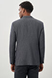 Koyu Lacivert Düz Örme Mono Yaka Kelebek Astar Çift Yırtmaç 2 Düğme 6 Drop Slim Fit Classic Ceket 1002245133