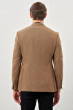 Taba Düz Örme Mono Yaka Kelebek Astar Çift Yırtmaç 2 Düğme 6 Drop Slim Fit Classic Ceket 1002245133