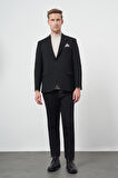 Siyah Baskılı Gabardin Mono Yaka Tam Astar Çift Yırtmaç 2 Düğme 4 Drop Comfort Fit Classic Ceket 1002245157