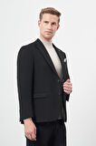 Siyah Baskılı Gabardin Mono Yaka Tam Astar Çift Yırtmaç 2 Düğme 4 Drop Comfort Fit Classic Ceket 1002245157