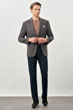 Füme Ekose Desen Bez Ayağı Mono Yaka Tam Astar Esnek 6 Drop Slim Fit Classic Ceket 1002245160