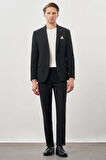 Siyah Gabardin Mono Yaka Tam Astar Esnek 6 Drop Slim Fit Casual Ceket 1002245162