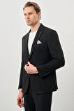 Siyah Gabardin Mono Yaka Tam Astar Esnek 6 Drop Slim Fit Casual Ceket 1002245162