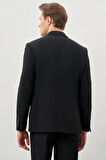 Siyah Gabardin Mono Yaka Tam Astar Esnek 6 Drop Slim Fit Casual Ceket 1002245162