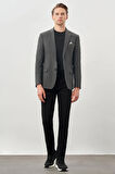 Koyu Antrasit Gabardin Mono Yaka Tam Astar Esnek 6 Drop Slim Fit Casual Ceket 1002245162