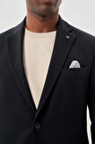 Koyu Lacivert Gabardin Mono Yaka Tam Astar Esnek 6 Drop Slim Fit Casual Ceket 1002245162
