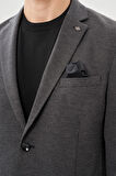 Siyah Kazayağı Desen Örme Mono Yaka 2 Düğme 6 Drop Slim Fit Classic Ceket 1002245166_001