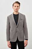 Koyu Antrasit Kazayağı Desen Örme Mono Yaka 2 Düğme 6 Drop Slim Fit Classic Ceket 1002245166_070