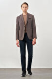 Koyu Kahverengi Kazayağı Desen Örme Mono Yaka 2 Düğme 6 Drop Slim Fit Classic Ceket 1002245166_400