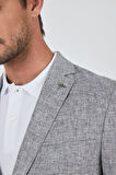 Kazayağı Desen Bez Ayağı Mono Yaka Yarım Astar Keten Karışımlı 6 Drop Slim Fit Ceket 1002250102