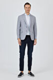 Kazayağı Desen Bez Ayağı Mono Yaka Yarım Astar Keten Karışımlı 6 Drop Slim Fit Ceket 1002250102