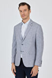 Kazayağı Desen Bez Ayağı Mono Yaka Yarım Astar Keten Karışımlı 6 Drop Slim Fit Ceket 1002250102