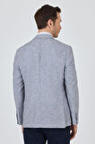 Kazayağı Desen Bez Ayağı Mono Yaka Yarım Astar Keten Karışımlı 6 Drop Slim Fit Ceket 1002250102