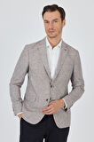 Kazayağı Desen Bez Ayağı Mono Yaka Yarım Astar Keten Karışımlı 6 Drop Slim Fit Ceket 1002250102