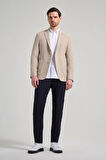 Çizgili Desen Gofreli Mono Yaka Esnek 6 Drop Slim Fit Ceket 1002250122